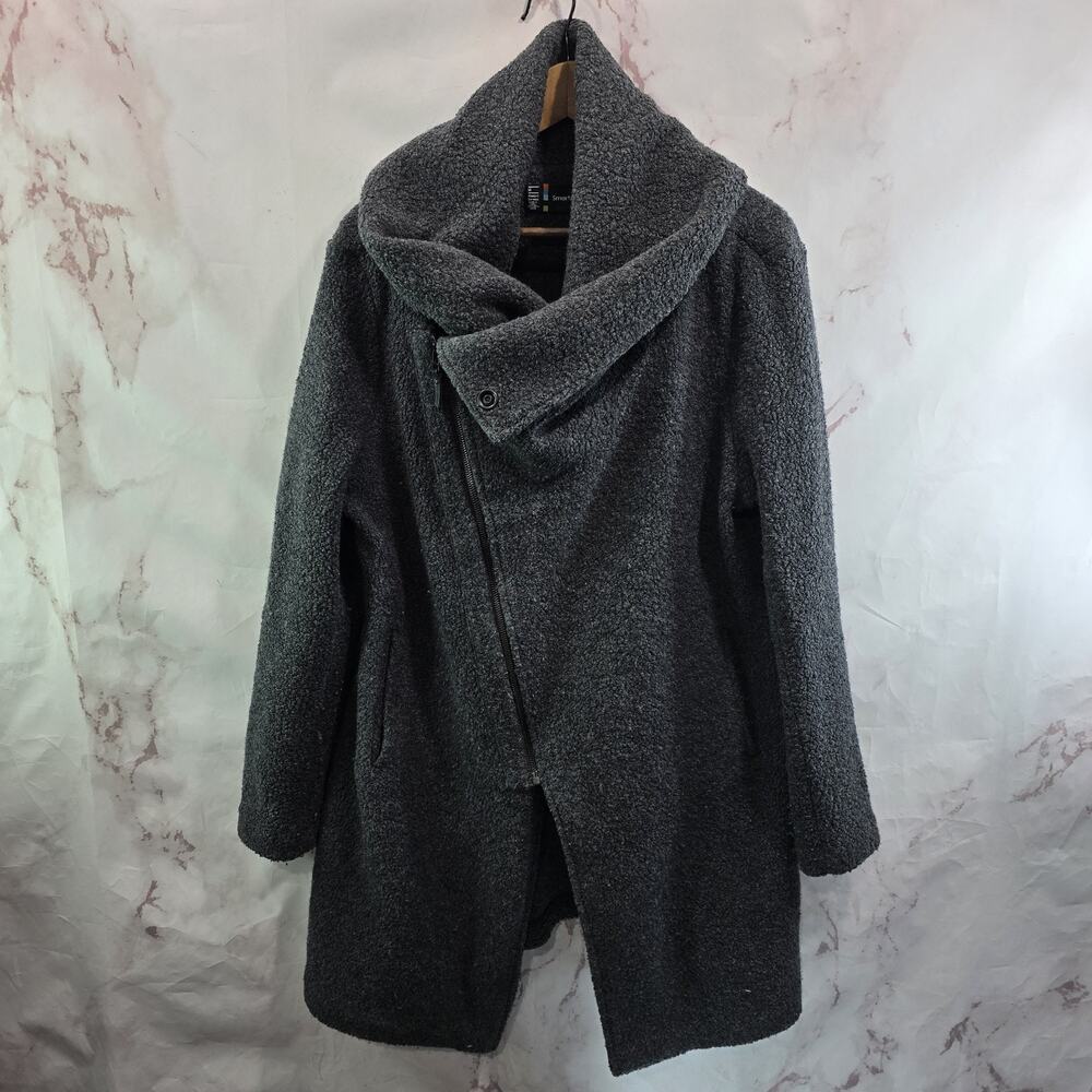 Smartwool Coat Womens Medium Gray Boiled Wool Anchor Line Asym Funnel Cowl